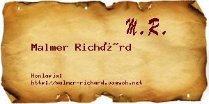 Malmer Richárd névjegykártya